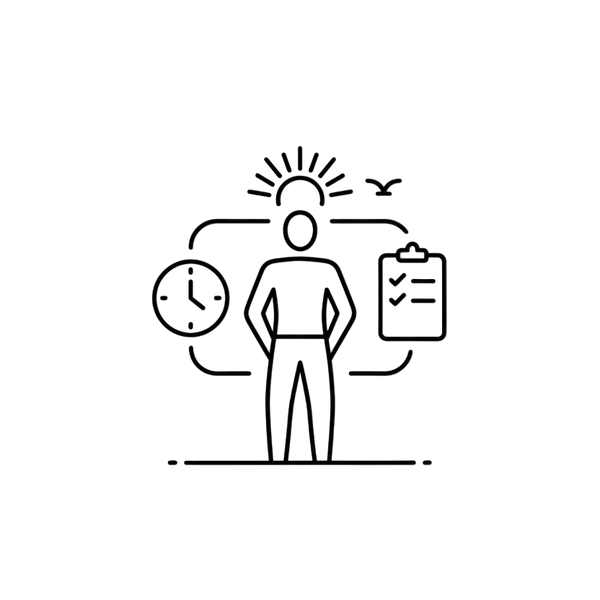 Confidence in your daily routine icon (line drawing would be better)